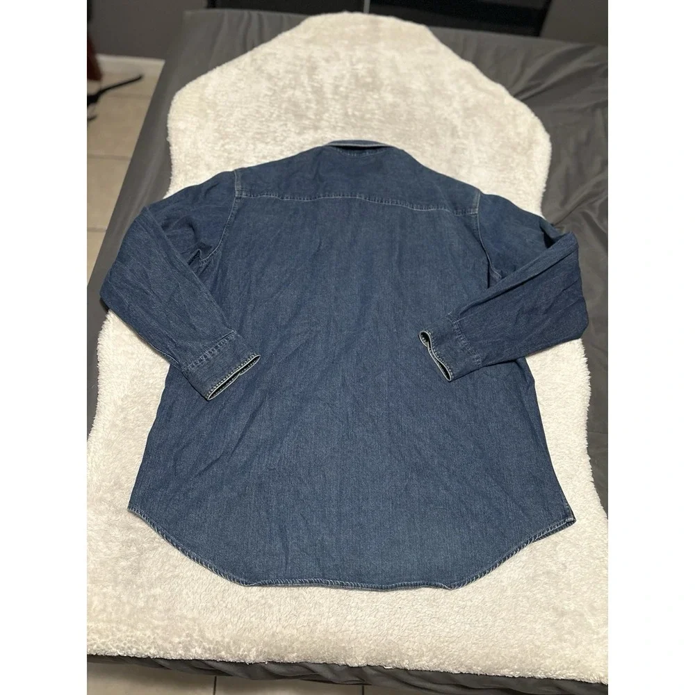 Marithe Francois Girbaud Men's Blue Button‎ Down Denim Shirt Size XL